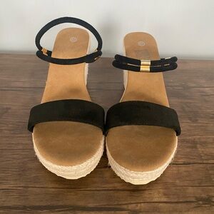 Black Wedge Sandals